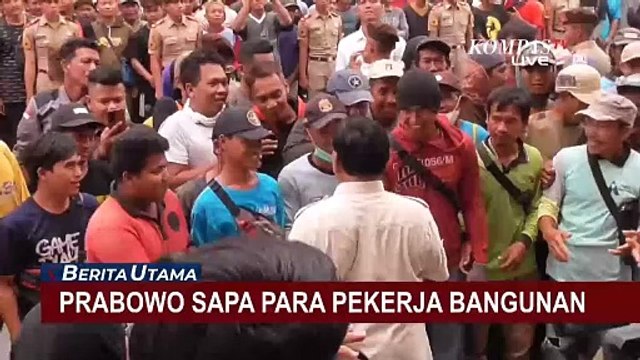 Momen Prabowo Subianto Sapa Para Pekerja Bangunan di Magelang