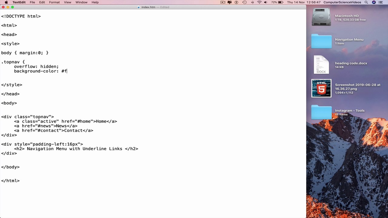 How to CODE a Navigation Menu with Bottom Border Links Using HTML5 & CSS3 | New