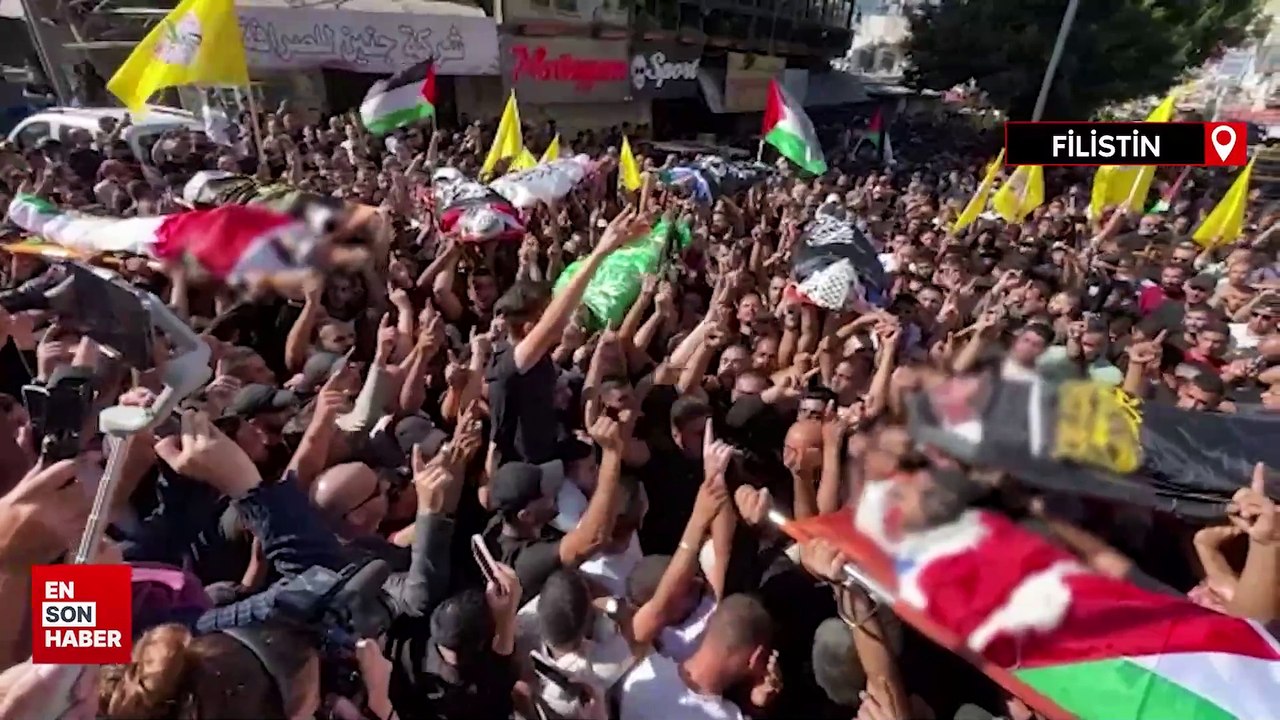 İsrail güçlerinin Cenin baskınında öldürdüğü Filistinliler için cenaze töreni düzenlendi