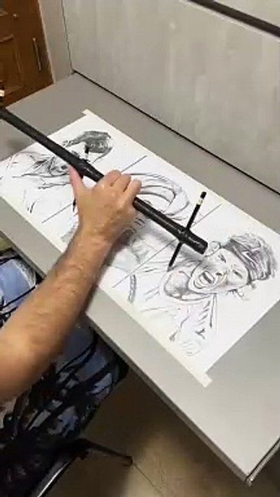 One Artist Draws Three Simultaneous Portraits Of Tennis Stars