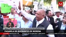 Pasarela de aspirantes de Morena ante el anuncio de resultados de encuestas por gubernaturas