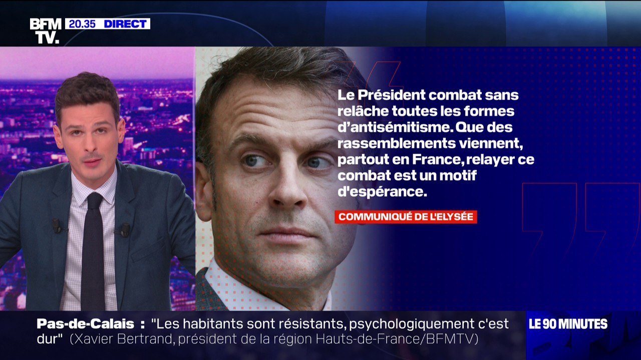 Marche contre l'antisémitisme: Emmanuel Macron salue "les rassemblements partout en France" qu'il voit comme "un motif d'espérance"