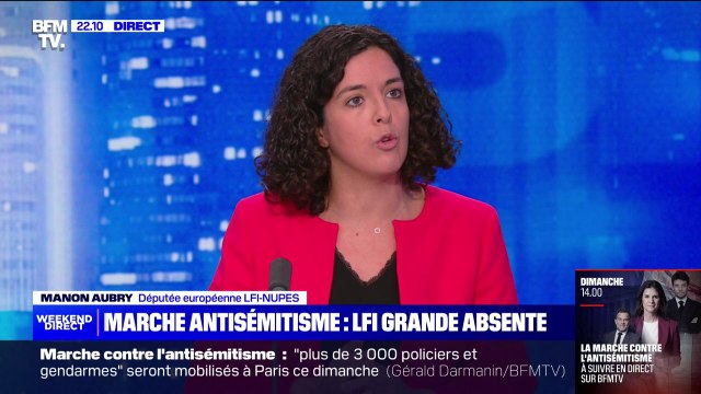 Marche contre l'antisémitisme: Je ne me vois pas défiler aux côtés de celles et ceux qui ont contribué à banaliser l'antisémitisme dans l'histoire de notre pays , affirme Manon Aubry (LFI)