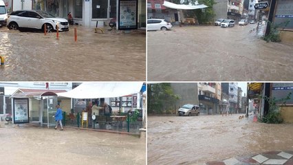 Edremit'te 5 dakikalık sağanak, hayatı olumsuz etkiledi