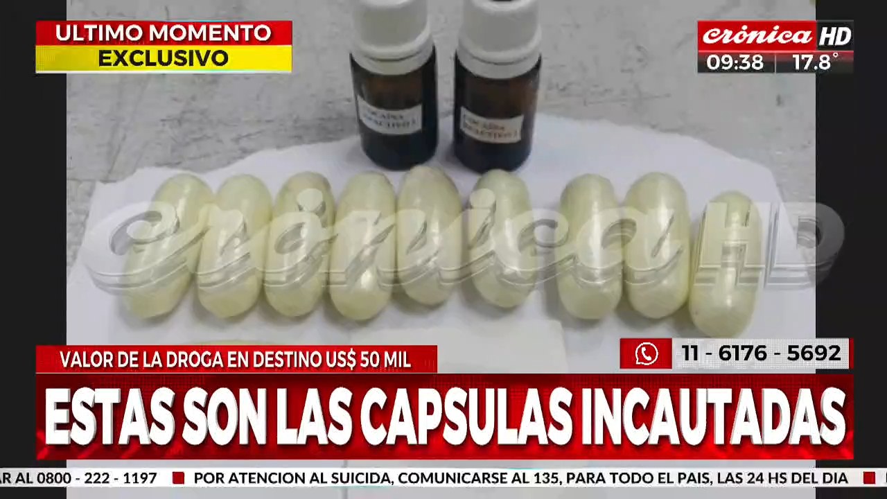 Extrajeron cápsulas con cocaína de máxima pureza del cuerpo de un ciudadano brasilero