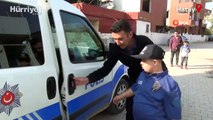 Telsizi eline alan down sendromlu Mehmet, bir günlüğüne polis oldu
