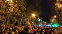 Concentración junto a la sede del PSOE, en la calle Ferraz, por novena noche consecutiva