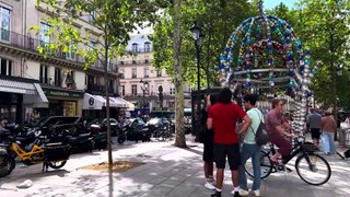 The Place du Louvre and the banks of the Seine in Paris in midsummer