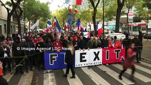 Manif pour une France Libre Brisons nos chaines UE NATO censure. Paris/France - 11 Novembre 2023