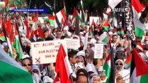 Momen Khofifah Indar Parawansa Hadir di Aksi Bela Palestina di Jawa Timur
