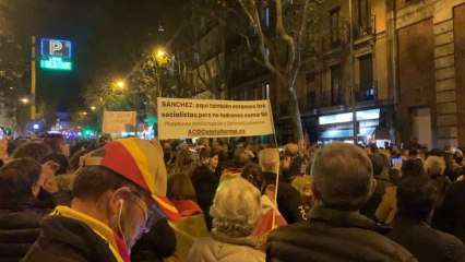 Manifestación celebrada este sábado contra la amnistía en Ferraz