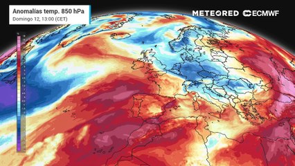 Anomalías de temperatura previstas a 1500 metros por el modelo ECMWF