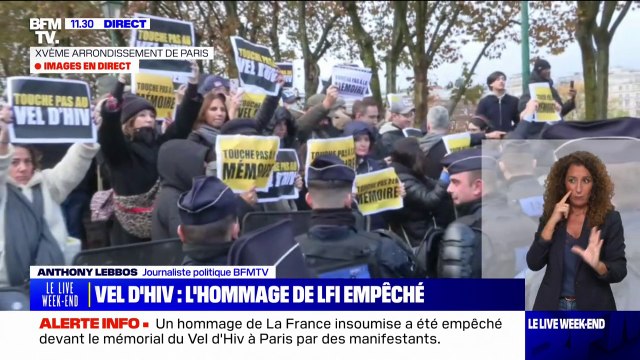 Honte à vous ! : des manifestants dénoncent la présence d'élus LFI devant le mémorial du Vel d'Hiv à Paris