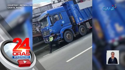Lalaki, muntik makaladkad at masagasaan ng truck na tinangka niyang pahintuin | 24 Oras Weekend