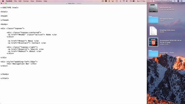 How to CODE a Navigation Bar with a Centred Menu Link Using HTML5 & CSS3 | New