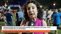 Trabajadores de cultura realizaron un Ruidazo Cultural en el cuarto tramo de la costanera