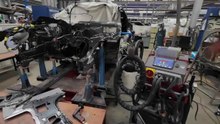 Mercedes-Benz C Coupe (C205) accident repair. A-pillar replacement with side gantry and jigs