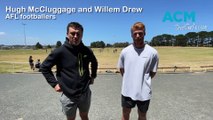 AFL: Hugh McCluggage and Willem Drew at a clinic in Warrnambool