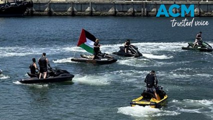Pro-Palestine protesters on jetskis block Israeli-owned cargo ship
