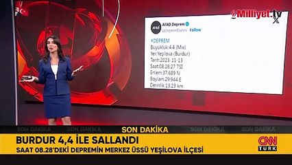 Burdur'da 4.4 büyüklüğünde deprem