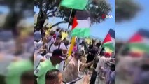 Filistin ve İsrail taraftarı gruplar karşı karşıya geldi! Polis Filistin yanlısı gruba müdahale etti