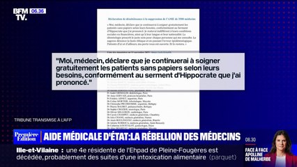 Aide médicale d'État: 3500 médecins s'engagent à "continuer de soigner gratuitement" les patients sans-papiers si le dispositif est supprimé