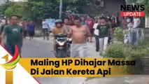 Maling HP Dihajar Massa Di Jalan Kereta Api, Sempat Tikam Warga