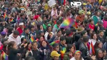 Multitudinaria marcha en favor de los derechos de la comunidad LGBTIQA  en Santiago de Chile