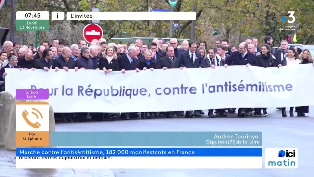 Andrée Taurinya, députée de la France Insoumise de la Loire, défend l'absence de la FI à la marche contre l'antisémitisme
