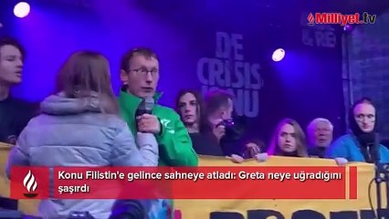Konu Filistin'e gelince sahneye atladı! Greta neye uğradığını şaşırdı