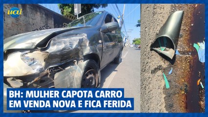 BH: mulher capota carro em Venda Nova e fica ferida