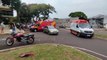 Colisão entre carro e moto no cruzamento das avenidas Rio de Janeiro e Rolândia