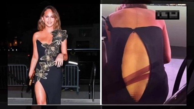Ünlü oyuncu Chrissy Teigen'in galada fermuarı patladı