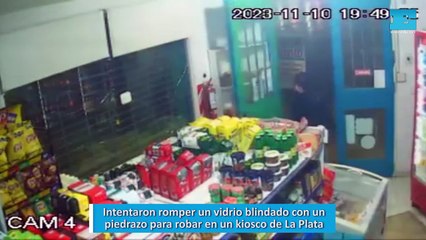 Intentaron romper un vidrio blindado con un piedrazo para robar en un kiosco de La Plata