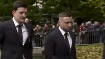 Manchester United players arrive at Bobby Charlton’s funeral as thousands line Manchester streets