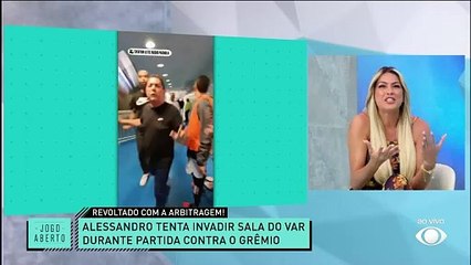 Renata Fan e Denilson comentam tentativa de invasão de Alessandro, dirigente do Corinthians, da cabine do VAR