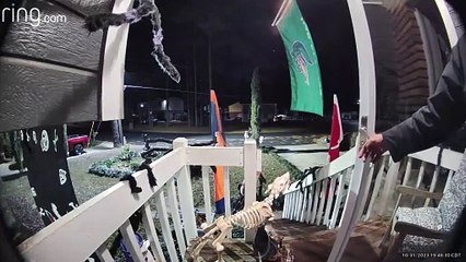 Adult Appears to Steal Whole Bucket of Candy From Porch