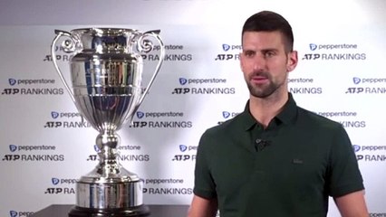 Download Video: ATP Finals 2023 - Novak Djokovic : Novak Djokovic with his world number trophy: 