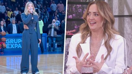 Download Video: Andrea Legarreta comparte su emoción y nervios porque su hija Mía cantó el Himno Nacional Mexicano