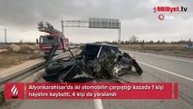 Afyonkarahisar'da feci kaza! İki otomobil çarpıştı: 1 ölü, 4 yaralı