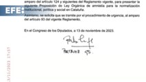 El PSOE presenta proyecto de amnistía dos días antes de la investidura de Sánchez