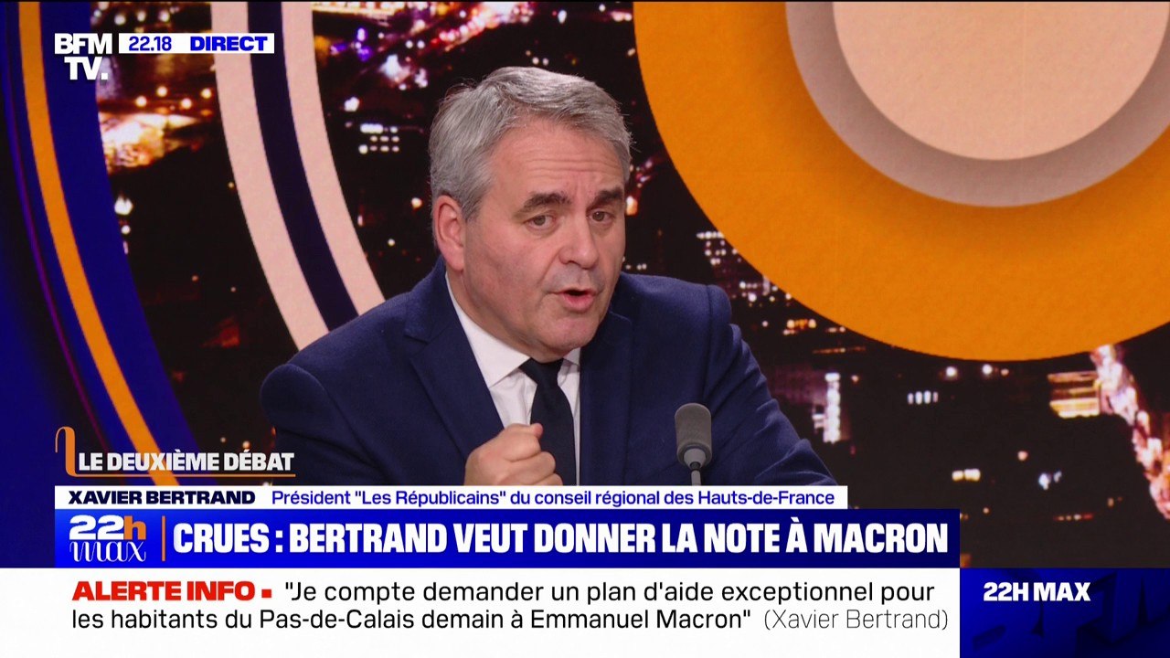 Crues dans le Pas-de-Calais: la région des Hauts-de-France et le département vont "prendre en charge le montant de la franchise" pour catastrophe naturelle d'un montant de 380 euros, annonce Xavier Bertrand