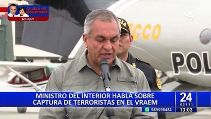 Ministro del Interior se pronuncia tras captura de terroristas en el Vraem