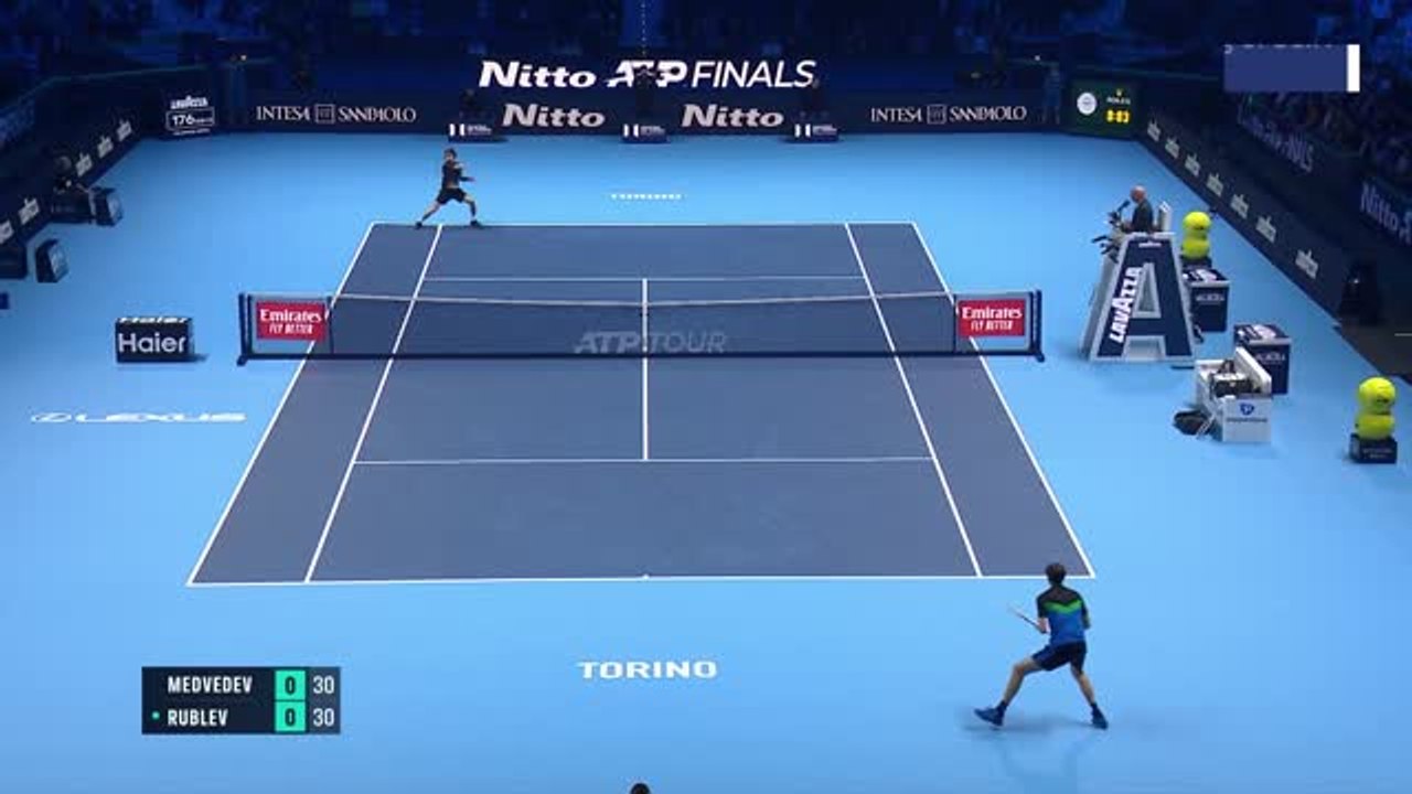Medvedev beats Rublev in ATP Finals opener