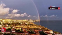 İstanbul’da günbatımında ortaya çıkan gökkuşağı mest etti