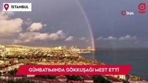 İstanbul’da günbatımında ortaya çıkan gökkuşağı mest etti