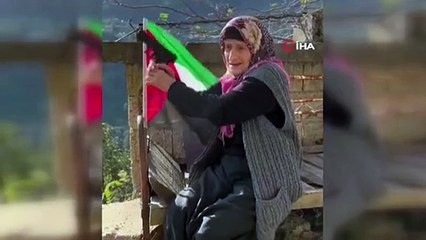 Rize'de 93 yaşındaki kadının İsrail'e karşı elinde silahla çekilen videosu sosyal medyada beğeni topladı
