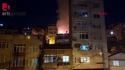 4 katlı binanın çatısında yangın