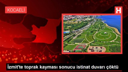 İzmit'te toprak kayması sonucu istinat duvarı çöktü