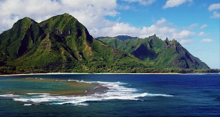 Cinematic aerial view of Dramatic Mountains and Beautiful Ocean